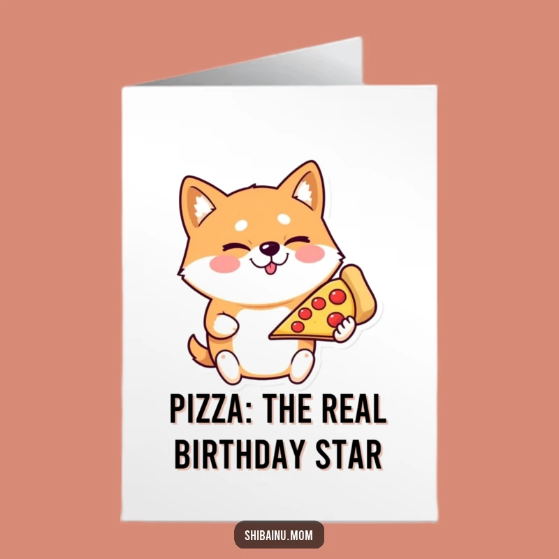 Funny Shiba Inu Pizza Card: Free Printable Birthday Greeting for Dog Lovers