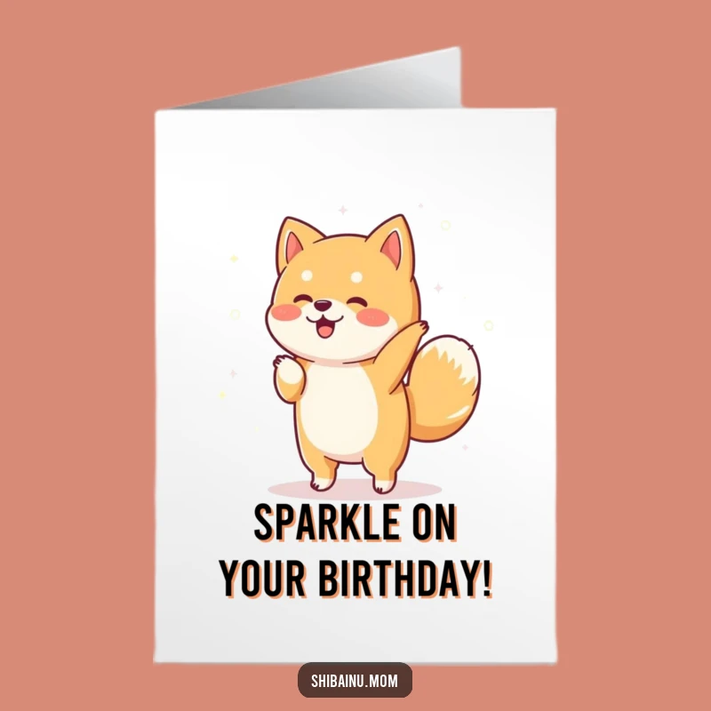 Free Printable Birthday Card: Dancing Shiba Inu, Funny Downloadable Gift