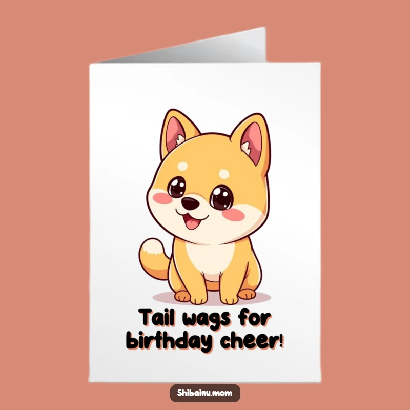 Free Printable Birthday Card: Happy Shiba Inu, Joyful Dog Tail Wag, Funny Downloadable Gift