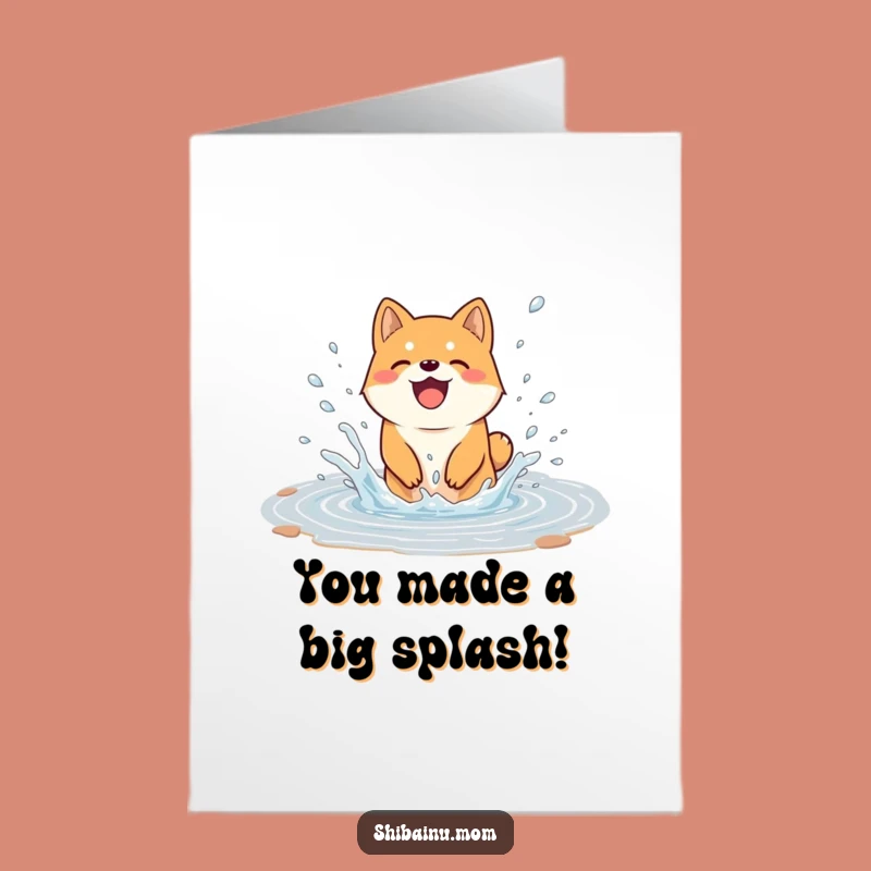 Free Printable Congrats Card: Splashy Shiba Inu, Funny Downloadable Gift
