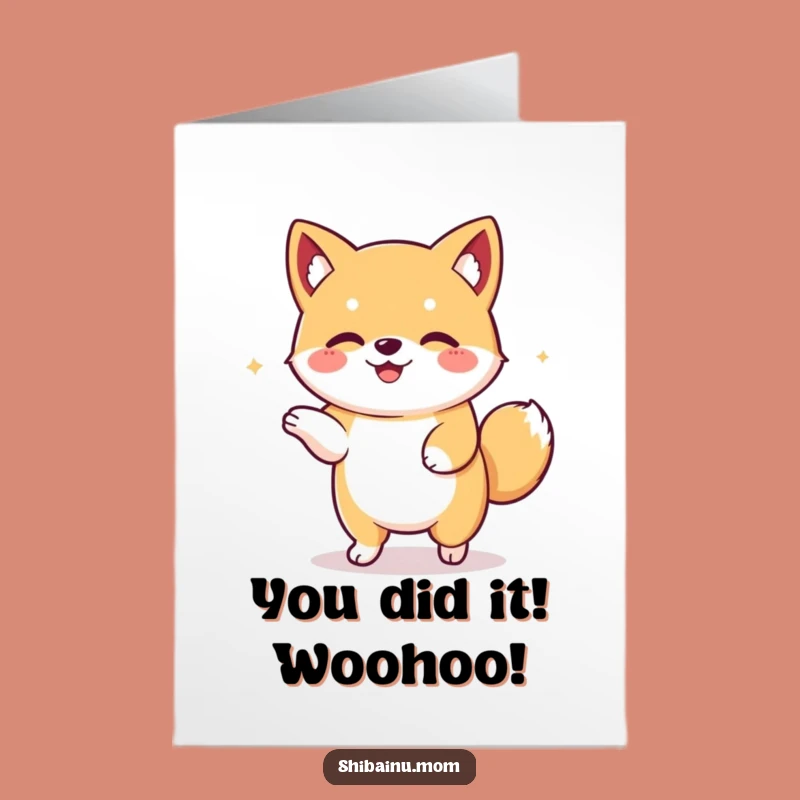 Free Printable Congratulations Card: Joyful Kawaii Shiba Inu Dance, Awesome Downloadable Gift