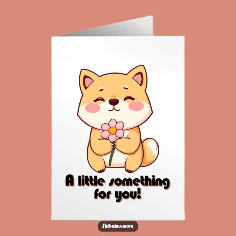 Free Printable Shiba Congrats Card: Shy Dog Blooms with Your Success!