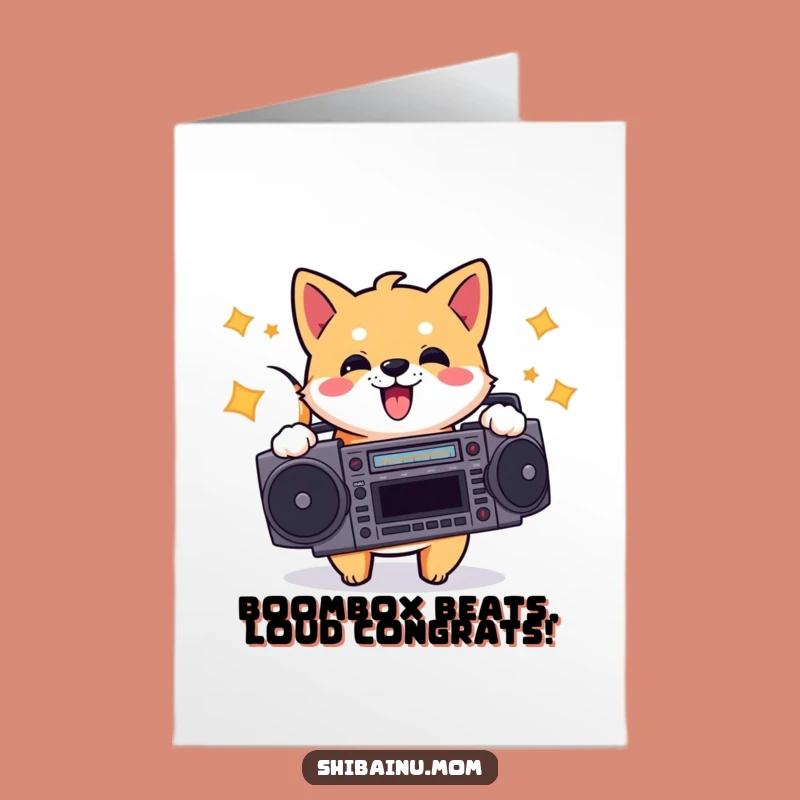 Free Printable Shiba Inu Boombox Congrats Card Funny Downloadable Gift