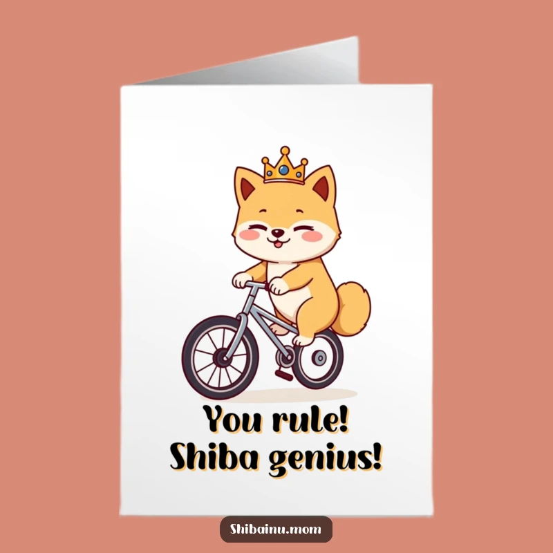 Free Printable Shiba Unicycle Congrats Card: Funny Royal DIY Downloadable Gift