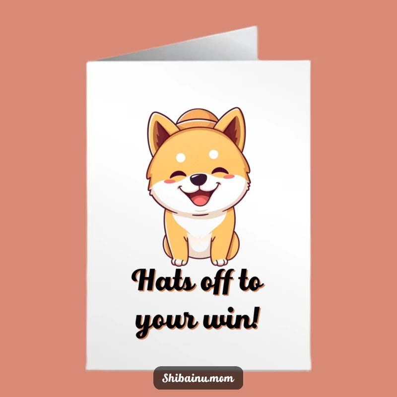 Free Printable Silly Shiba Inu Congrats Card: Big Hat Grin Celebration Downloadable