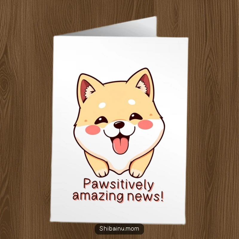 Funny Free Printable Congratulations Card: Playful Shibainu with tongue sticking out, ideal for a downloadable, humorous message of success.