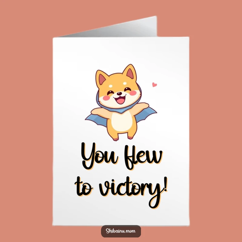 Free Printable Shiba Inu Congrats Card: Flying Joyful Dog Downloadable