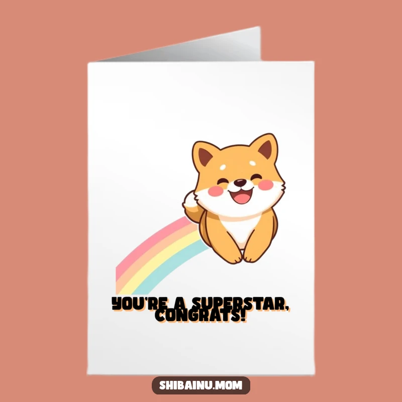 Free Printable Shiba Inu Congrats Card: Rainbow Slide Smile Funny Download