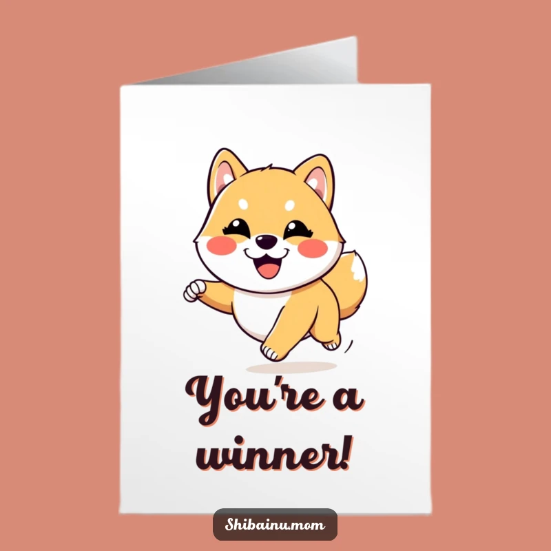 Free Printable Congrats Card: Happy Running Shiba Inu, Awesome Downloadable Gift