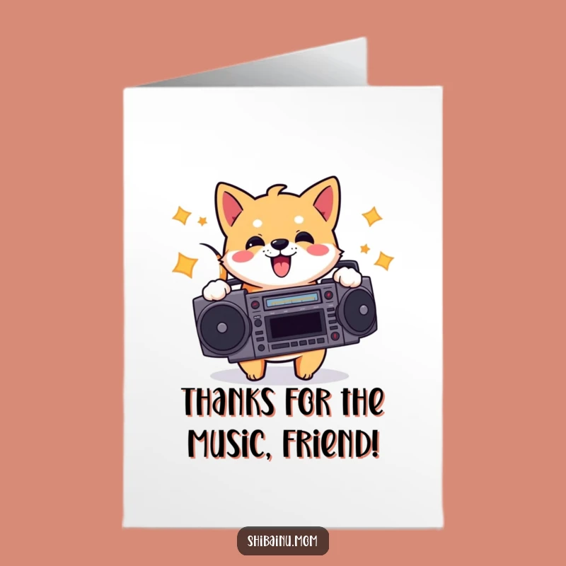Free Printable Shiba Inu Boombox Thank You Card Funny Downloadable Gift