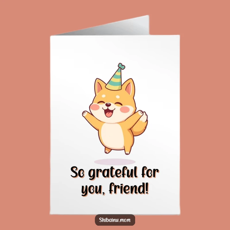 Free Printable Shiba Inu Thank You Card: Party Hat Joy Jump Funny