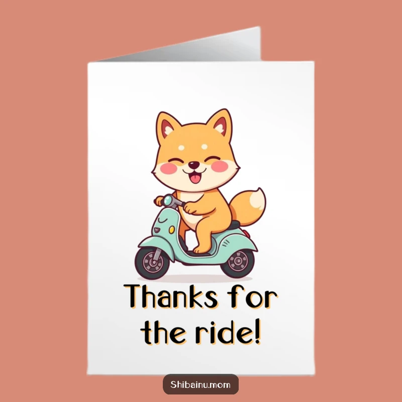Free Printable Shiba Inu Thank You Card: Winking Scooter Dog Gratitude Downloadable
