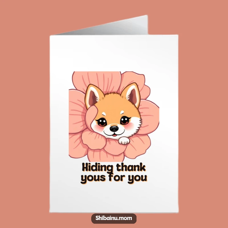 Free Printable Peek-a-Boo Shiba Thank You Card: Cute Dog Funny Downloadable Gift