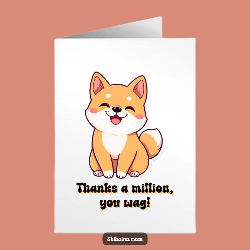 Free Printable Thank You Shiba Inu Card: Big Ears, Happy Wiggle, Funny Downloadable Gift