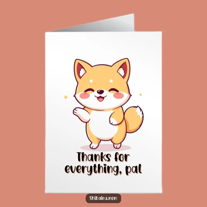 Free Printable Thank You Card: Dancing Shiba Inu, Heartfelt Downloadable Gift