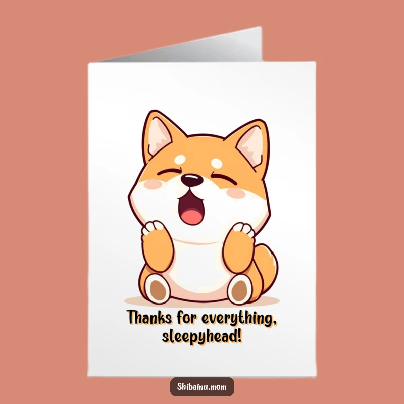 Free Printable Shiba Thank You Card: Yawning Dog for Grateful Appreciation!