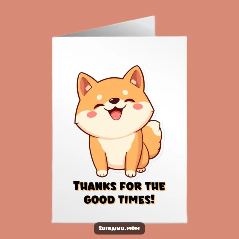 Free Printable Kawaii Shiba Inu Thank You Card: Grinning Dog Expression, Heartfelt Digital!