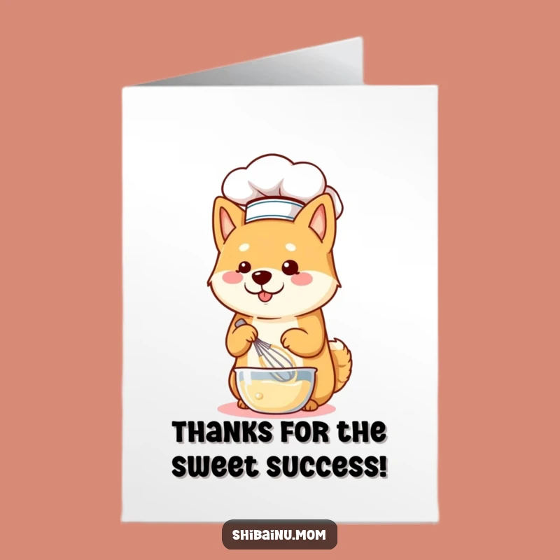Free Printable Shiba Chef Thank You Card: Whisking Batter, DIY Appreciation Gift