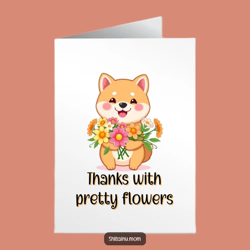 Free Printable Thank You Card: Shiba Inu & Flowers, Thoughtful Downloadable Gift