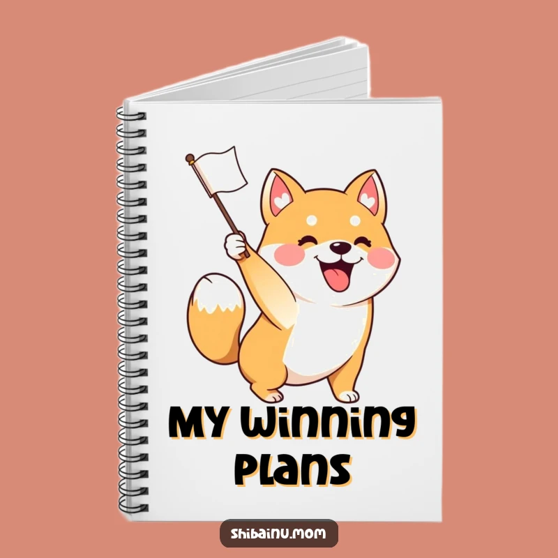 Funny Excited Shiba Inu Flag Waving Notebook - Jot Down Celebrations