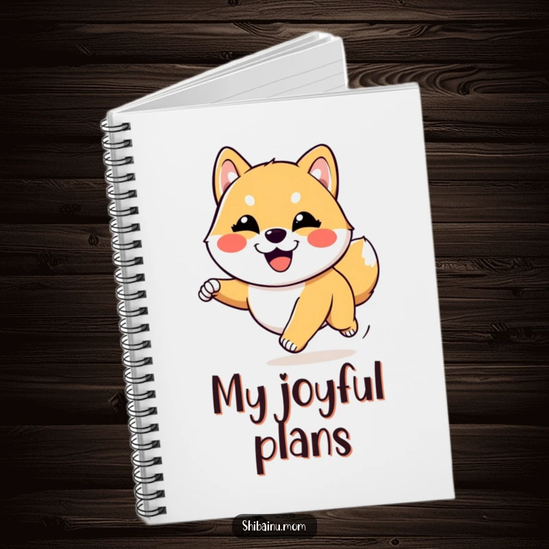 Funny Kawaii Shiba Inu notebook with a goofy dog running joyfully. Ideal for capturing thoughts, a cute and funny gift.