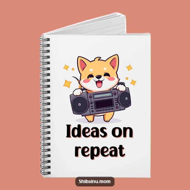 Funny Shiba Inu Boombox Notebook - Journal Your Tunes with Retro Pup Art