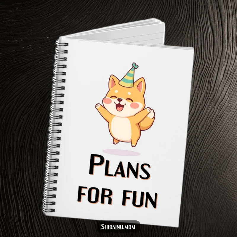Funny Shiba Inu Notebook: A Shiba Inu in a party hat jumps joyfully, ready to hold your brightest ideas.