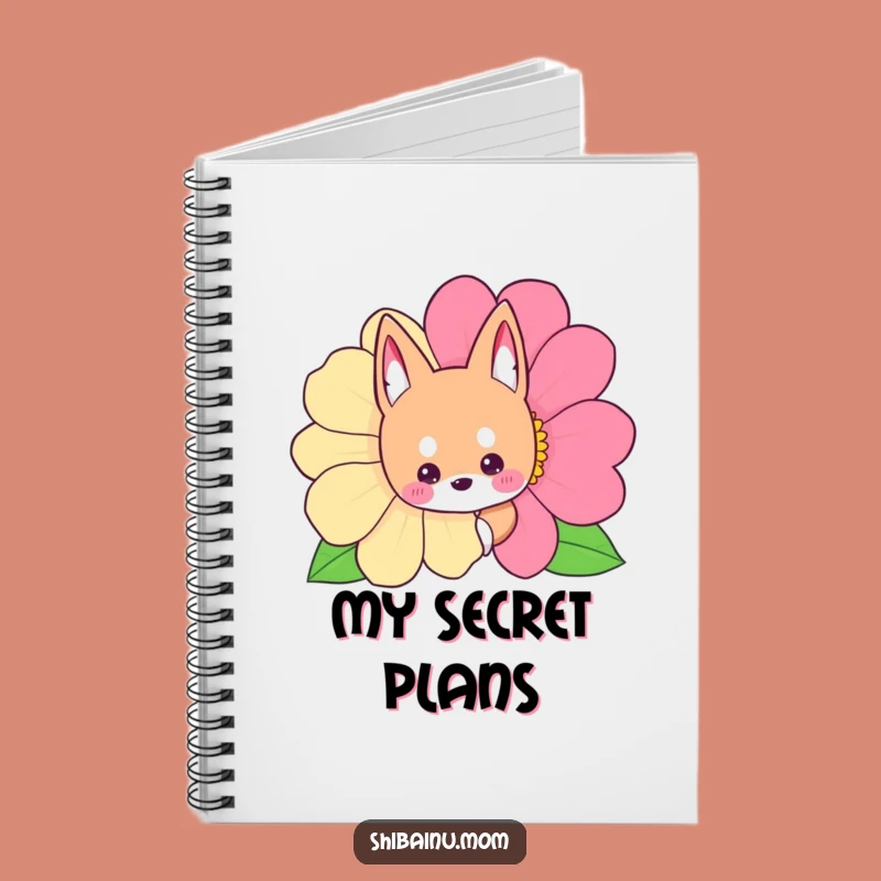 Funny Shibainu Flower Peek Notebook, Cute Hidden Dog Journal, Perfect Funny Gift
