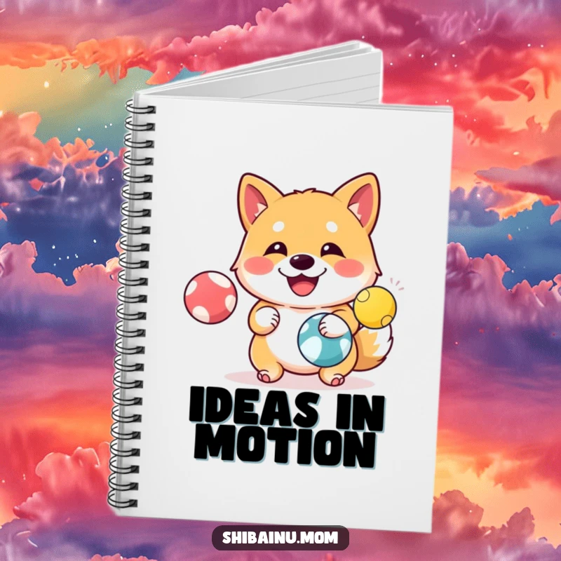 Funny Shiba Inu Notebook: A happy Shiba Inu juggles colorful balls, ready to capture your impressive thoughts.