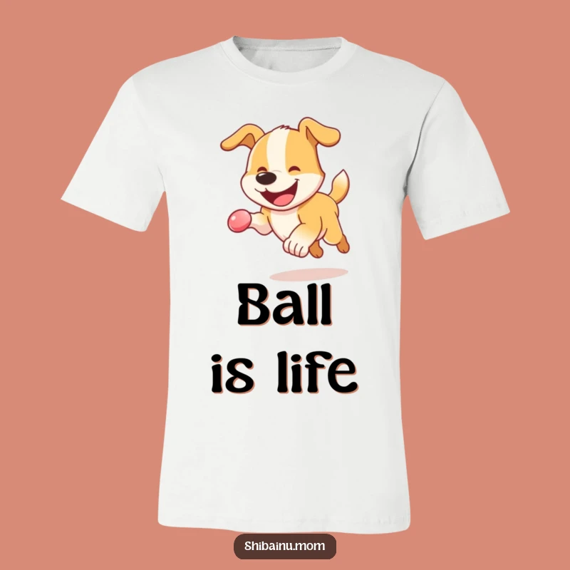 Funny Dog T-Shirt: Energetic Pup Chasing Ball, a Playful Outfit