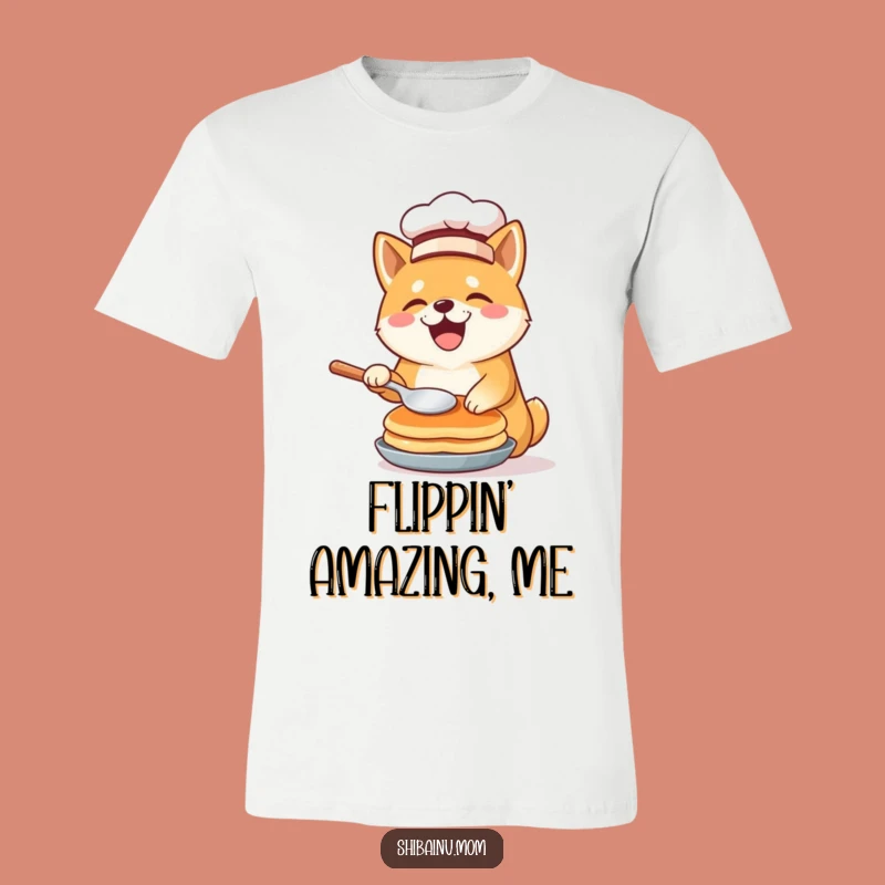 Funny Shiba Inu Chef T-Shirt: Pancake Flip, Chef Hat, Foodie Dog Tee