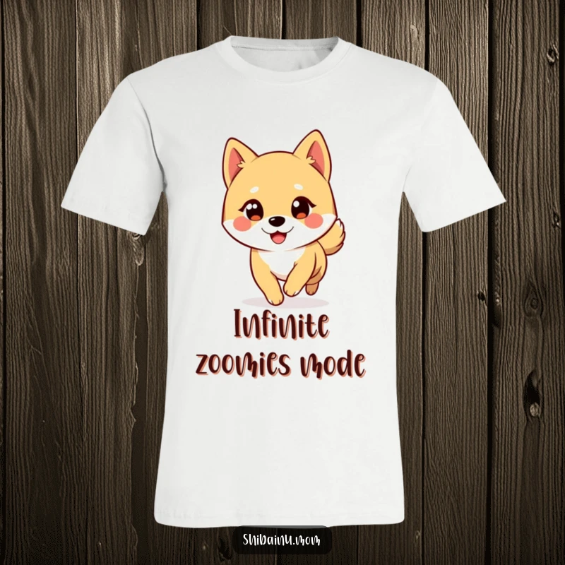 Funny Shiba Inu T-Shirt: A hilarious big-eyed Shiba Inu winks playfully while caught in a comical dance chasing its own tail.