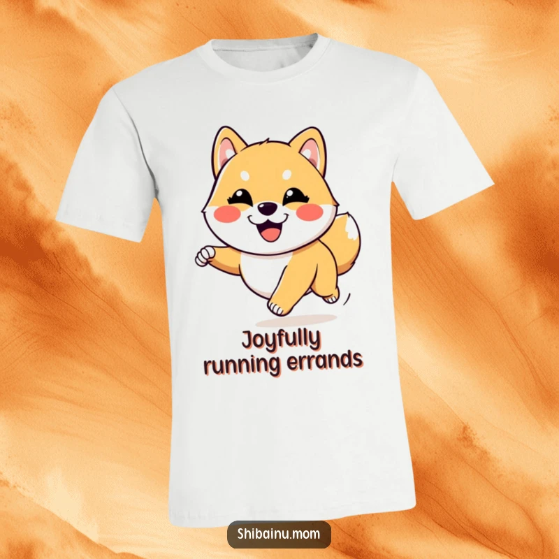 Funny Kawaii Shiba Inu t-shirt showing a goofy dog running with pure joy and enthusiasm. A dynamic and cheerful design for a funny gift.