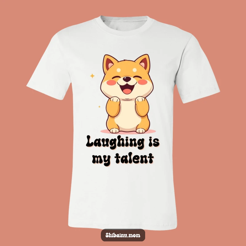 Funny Kawaii Shiba Inu Laughing T-Shirt: Paws Up Joy, Hilarious Gift