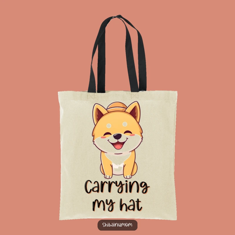 Funny Shiba Inu Hat Tote Bag - Silly Dog Art, Ideal Gift