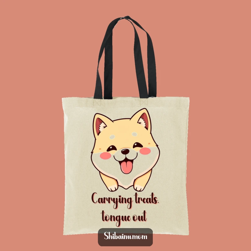 Funny Shibainu Tongue Out Tote Bag, Cute Dog Accessory, Perfect Funny Gift