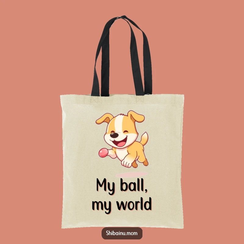 Funny Dog Tote Bag: Energetic Pup Chasing Ball, Practical Fun