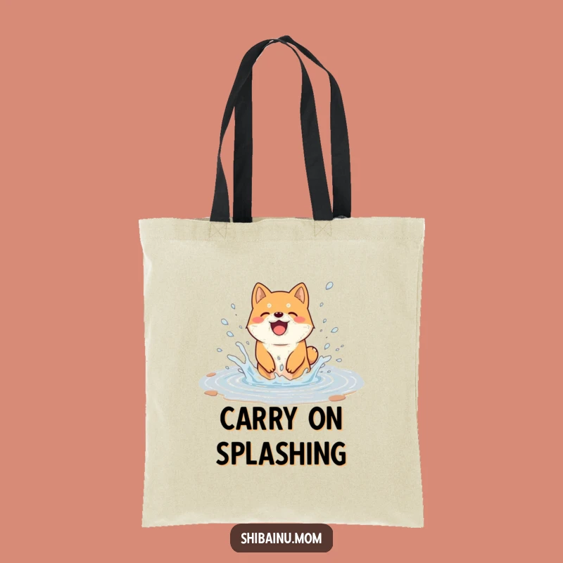 Funny Joyful Shiba Inu Puddle Splash Tote Bag - Carry Your Fun