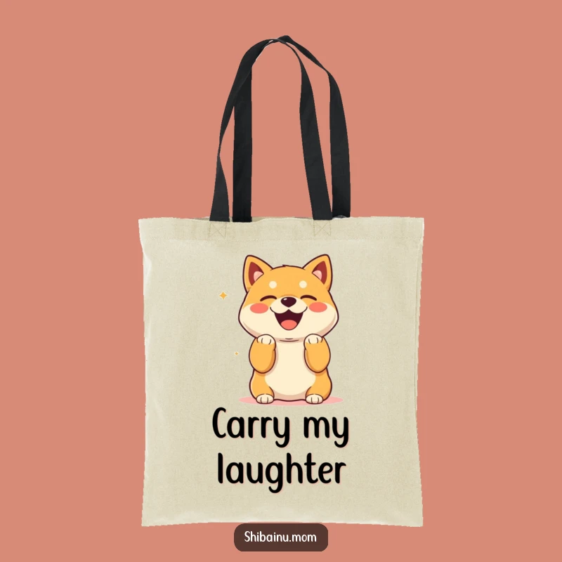 Funny Kawaii Shiba Inu Laughing Tote Bag: Paws Up Joy, Practical Gift
