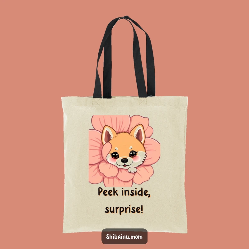 Funny Peeking Shiba Inu Tote Bag: Carry Your Secrets in Style!