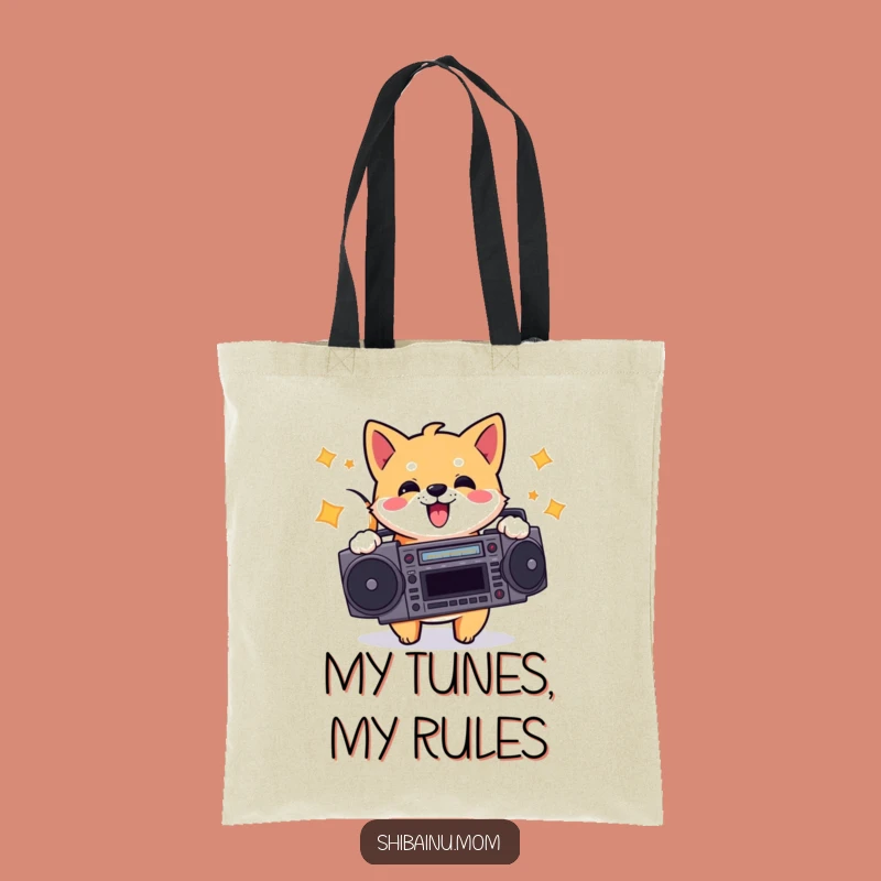 Funny Shiba Inu Boombox Tote Bag - Stylish Music Pup Accessory