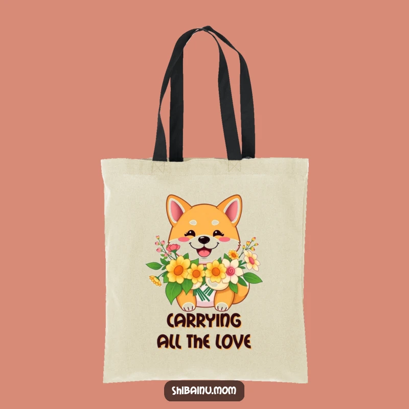 Funny Shiba Inu Flower Tote Bag: Happy Smiles On The Go