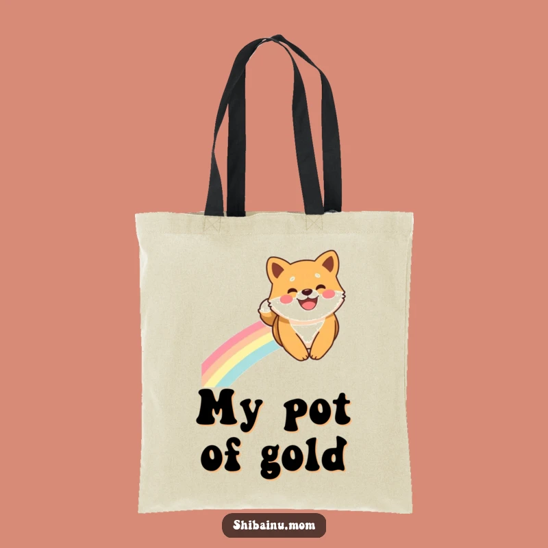 Funny Shiba Inu Rainbow Slide Smile Tote Bag, Carry Your Joyful Adventure