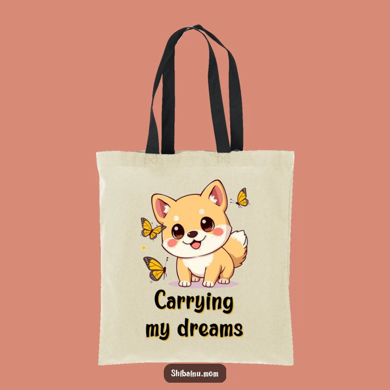 Kawaii Shiba Inu Butterfly Chase Tote Bag - Carry Your Cuteness