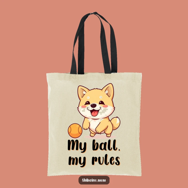 Funny Shiba Inu Dribbling Ball Tote: Floppy Ears Dog Carryall, Hilarious Gift