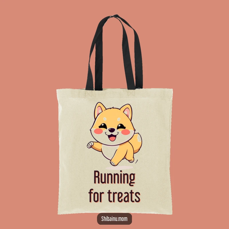 Funny Kawaii Shiba Inu Joyful Run Tote Bag: Goofy Pup for Happy Errands!