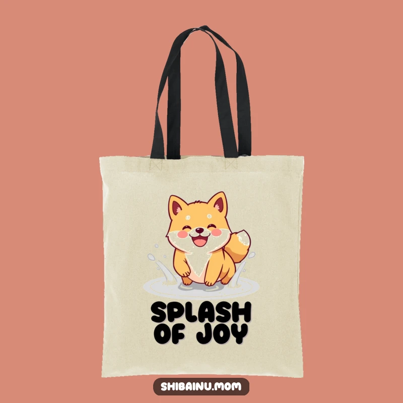 Funny Kawaii Shiba Inu Puddle Splash Tote Bag: Carry Your Joy!